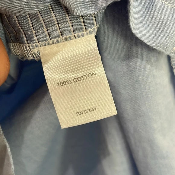 J.Jill Mixed Striped Button Down Tunic Blue White Colorblock 100% Cotton Small - Picture 4 of 5